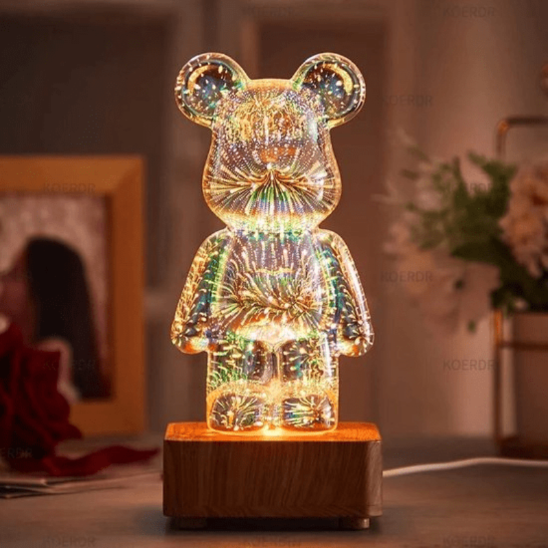 Lampada decorativa orso 3D con luce fatata