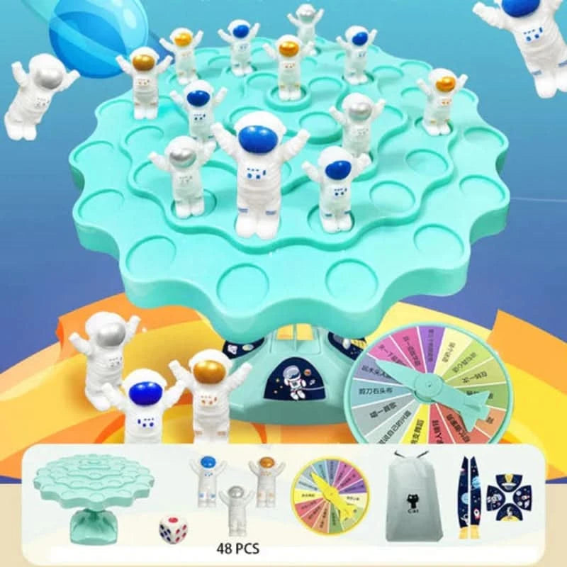 Astronaut balancing game to stimulate learning 