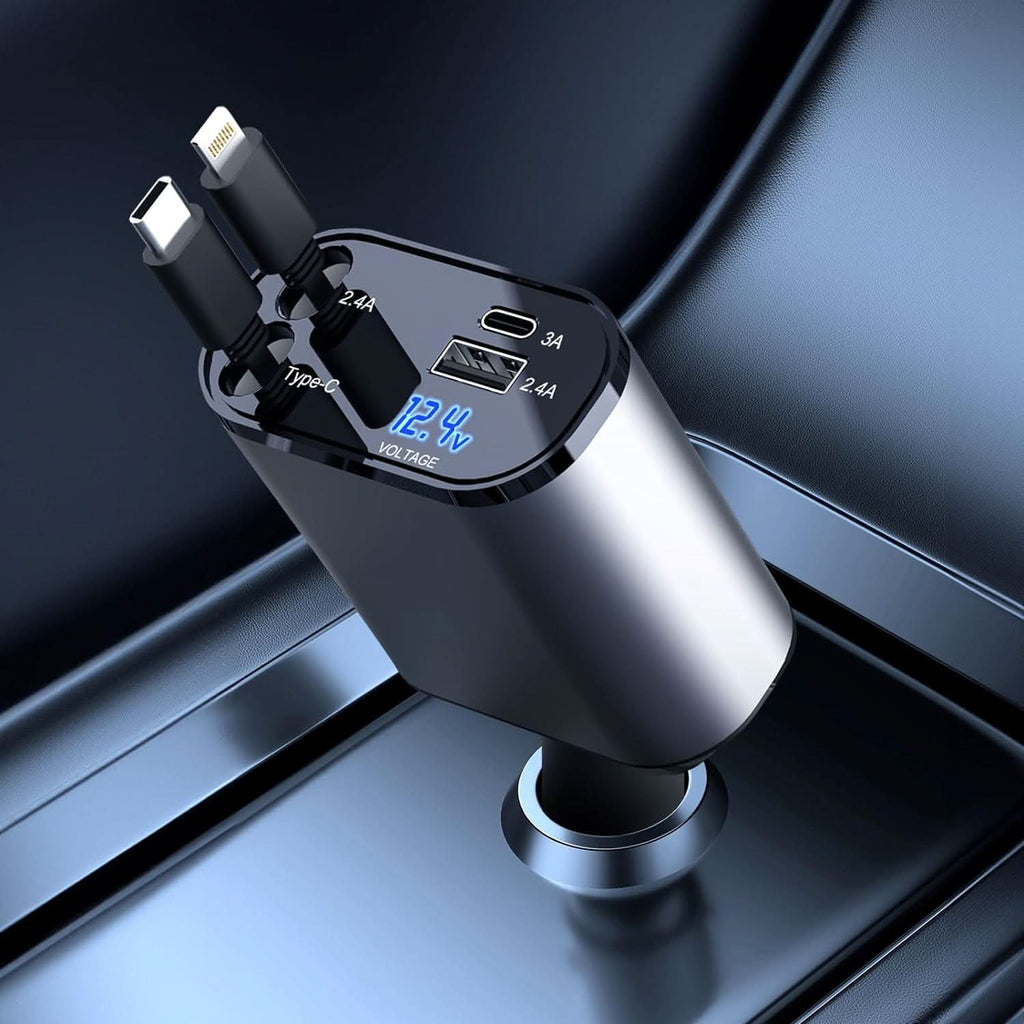 Încărcător auto rapid cu port USB dublu inteligent 4 în 1 