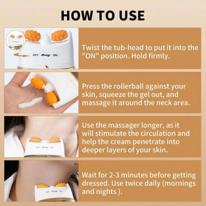 Föryngrande kräm för hals med integrerad massager 