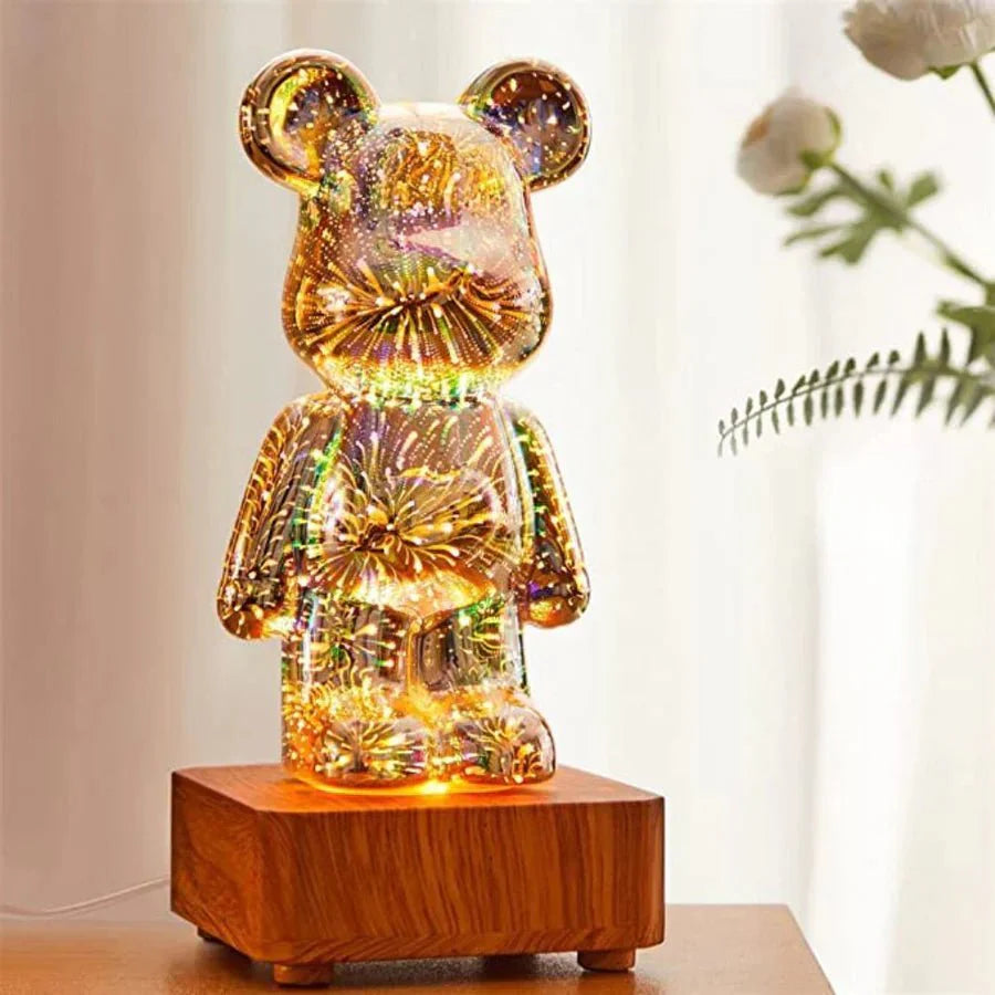 Lampada decorativa orso 3D con luce fatata 
