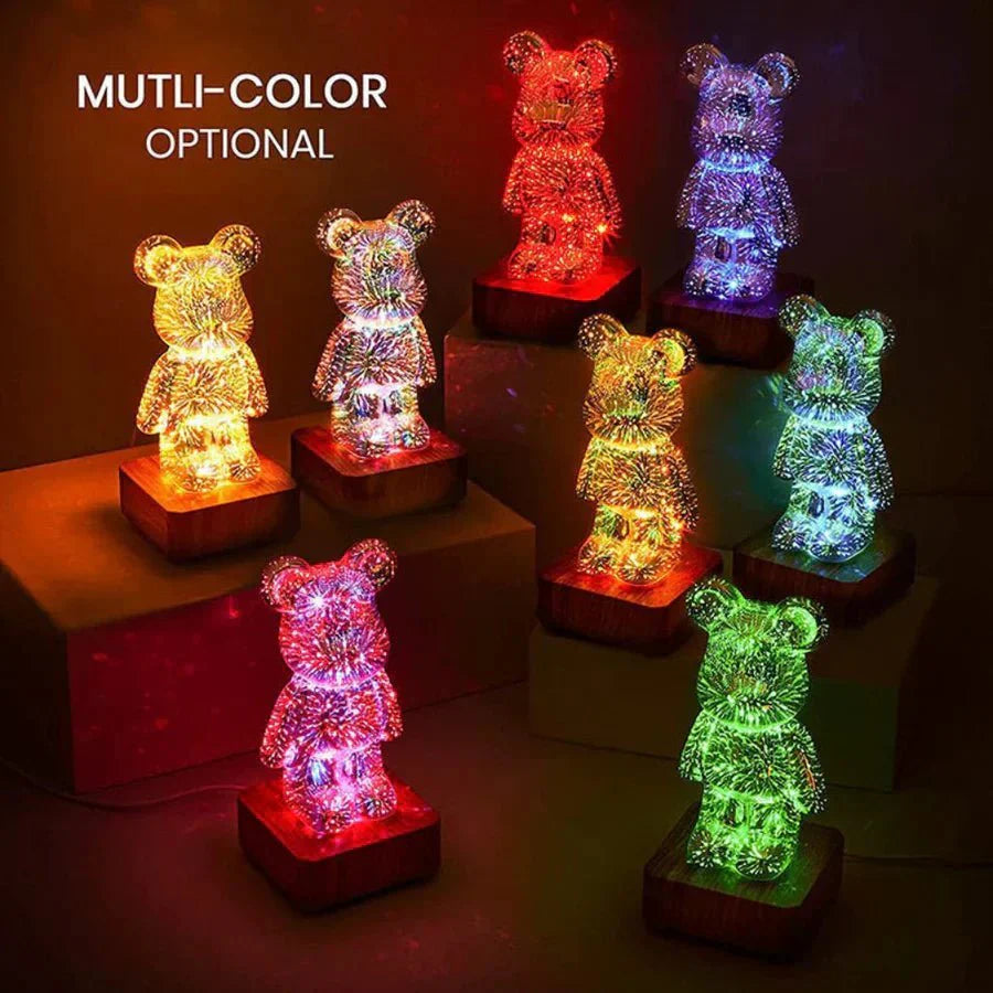 Lampada decorativa orso 3D con luce fatata 